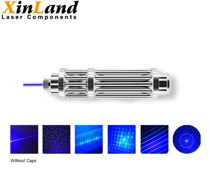 6 In 1 Blue Laser Pointer Pen With 5 Caps 450nm 3000mW High Power Hunting
